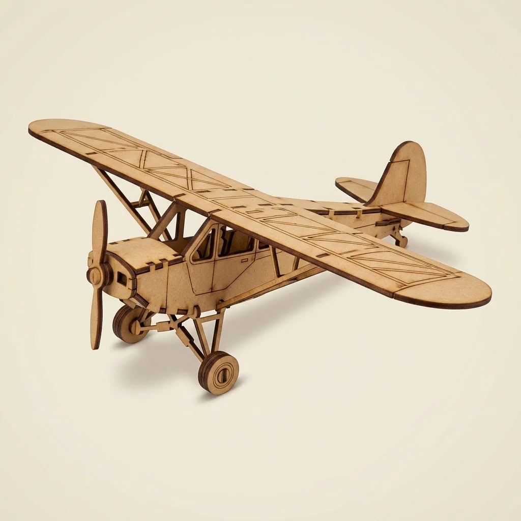 Avión clásico tipo Piper en modelo 3D armable