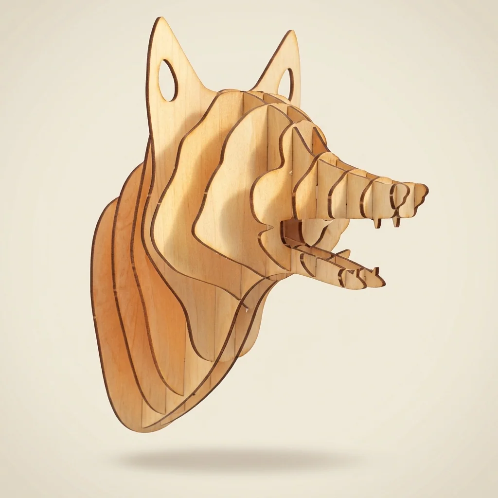 Cabeza de lobo 3D decorativa para pared