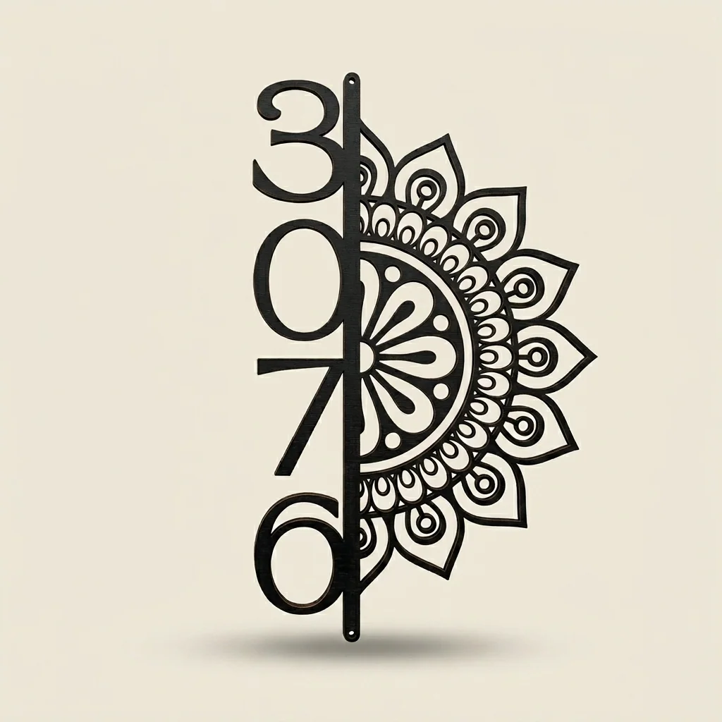 Letrero número de casa con medio mandala