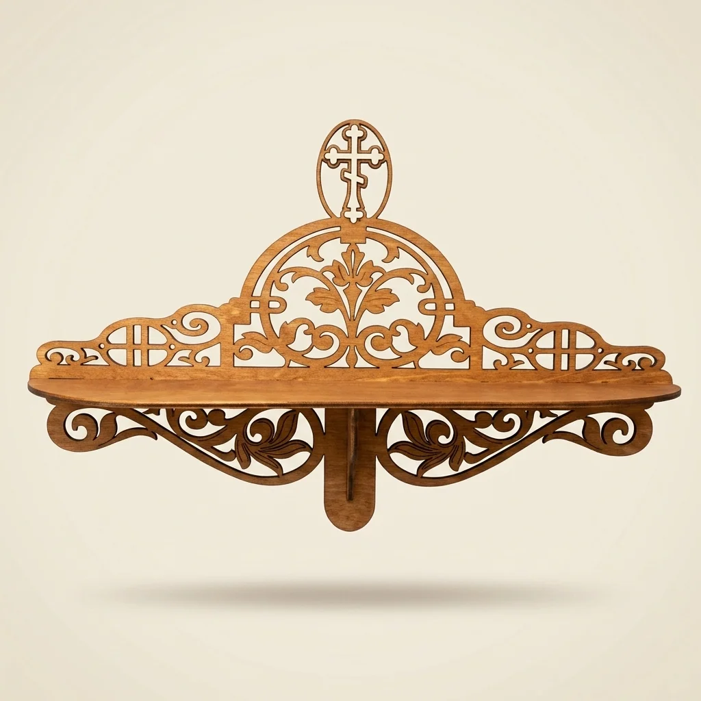 Estante de pared decorativo con cruces caladas