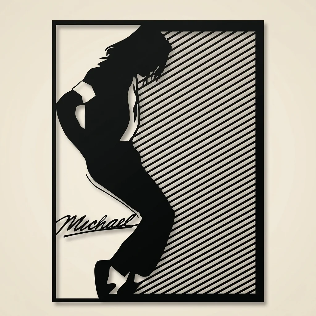 Cuadro Michael Jackson silueta en madera