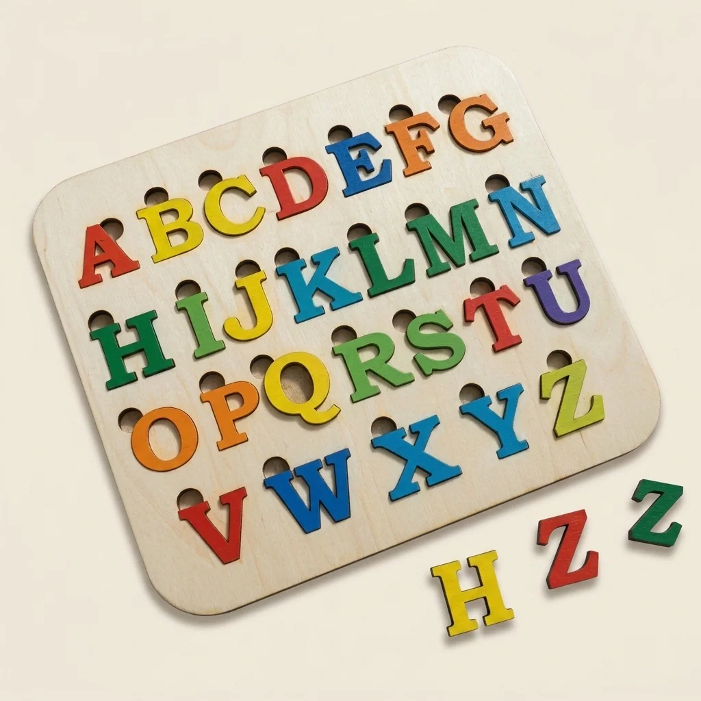 Tablero abecedario para niños con letras de colores y agarre