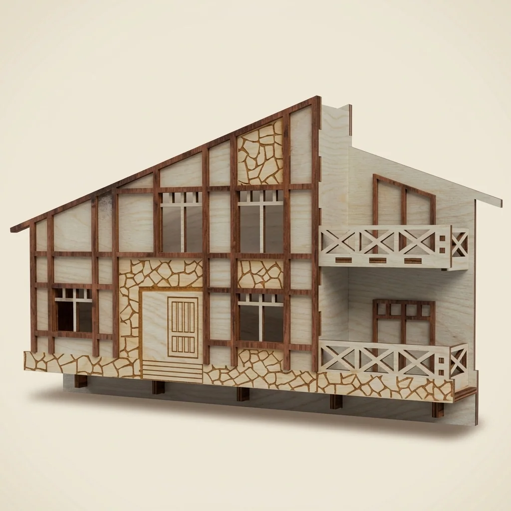 Portallaves maqueta casa entramado tipo alemán