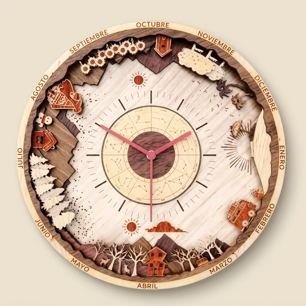 Reloj de pared multicapa calendario anual