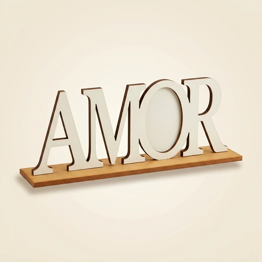 Letrero AMOR de mesa con foto en la letra O
