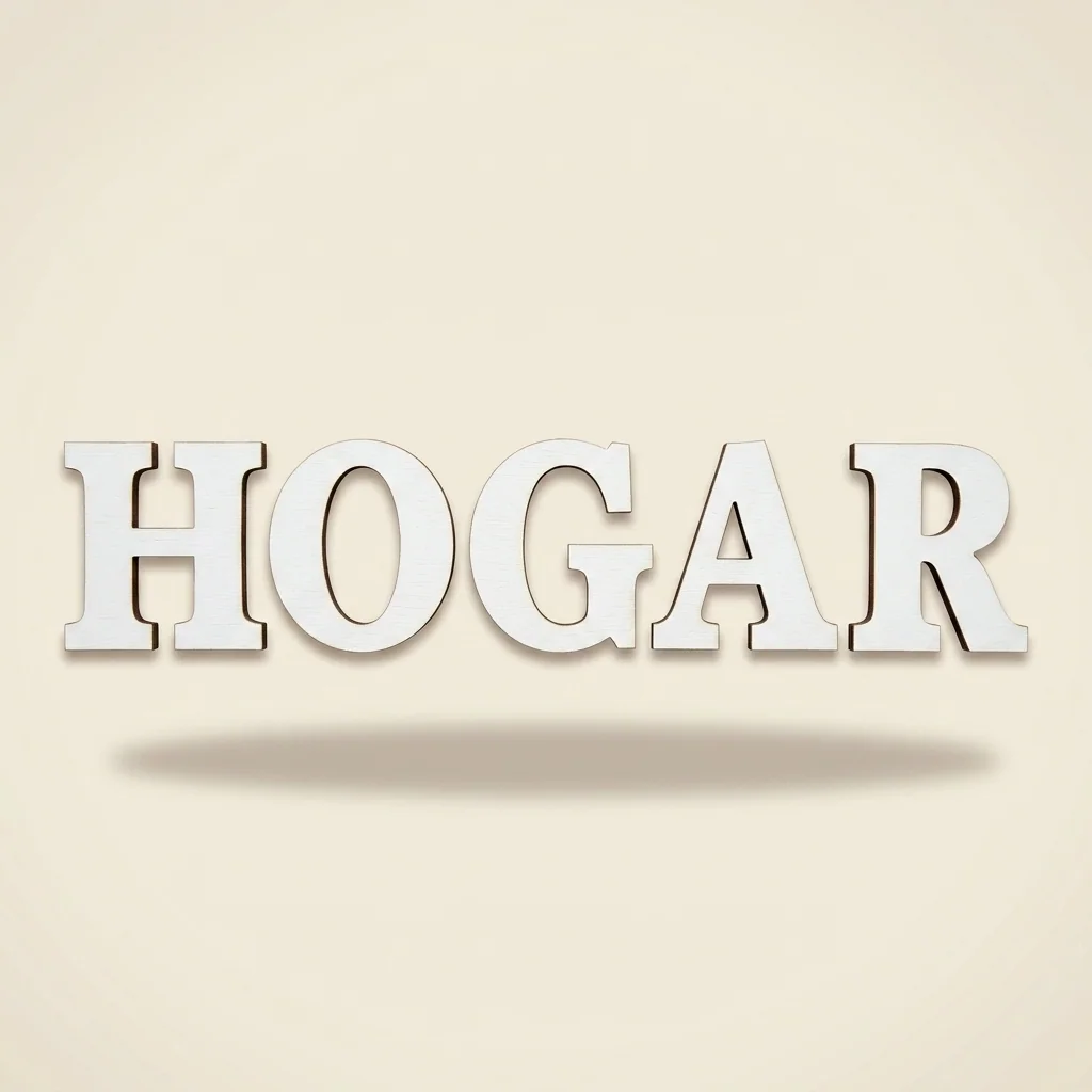Letras HOGAR grandes en blanco para decoración de pared