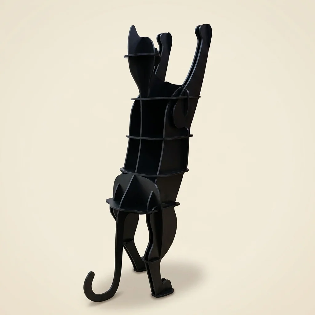 Estantería con forma de gato negro de pie