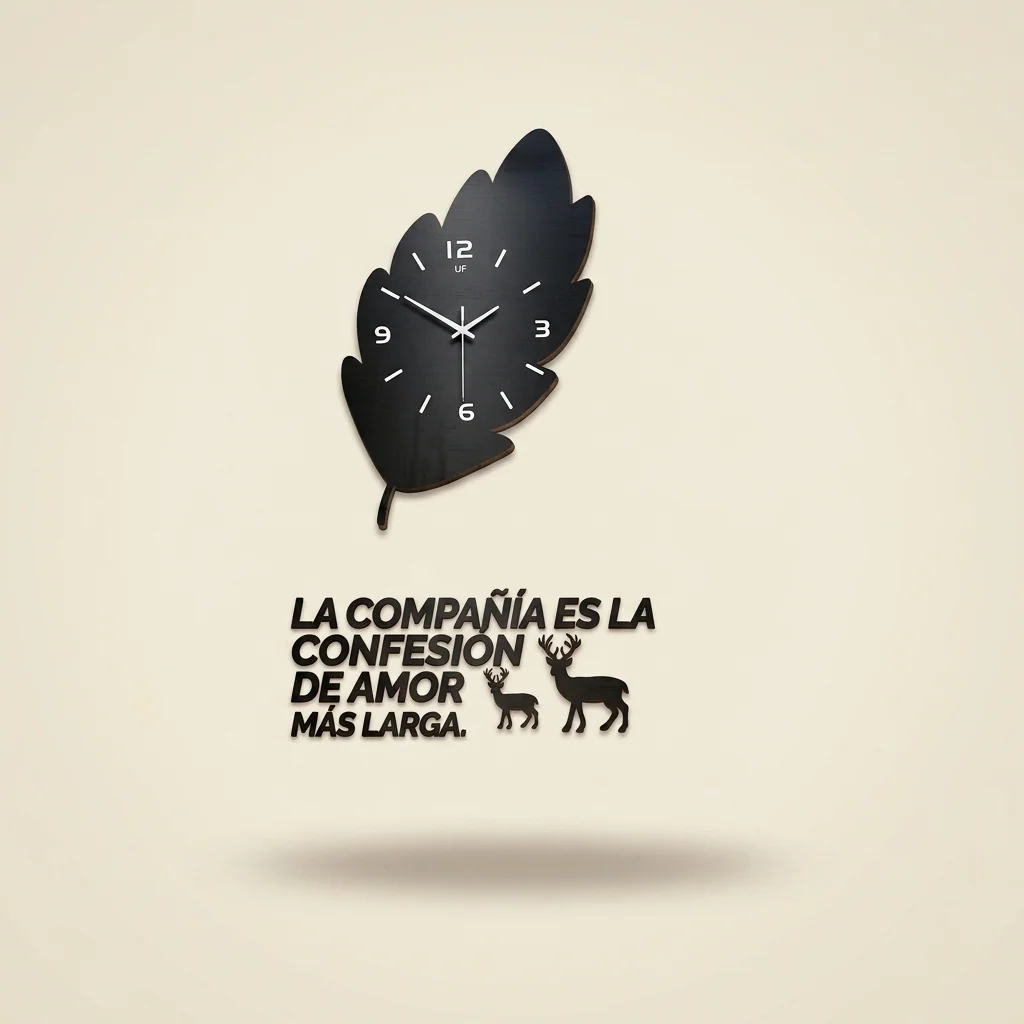 Reloj de pared hoja con frase grabada