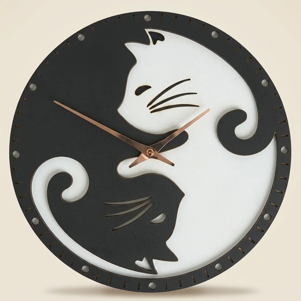Reloj de pared gatos yin yang