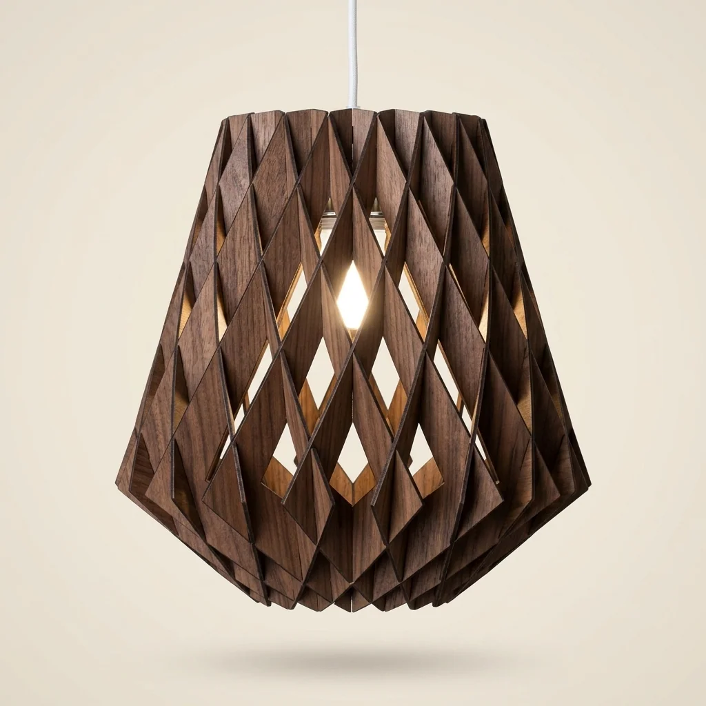 Lámpara colgante diamante facetada en madera oscura