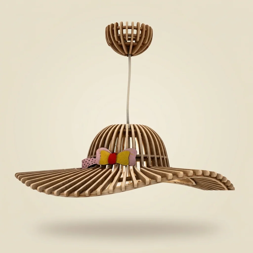 Candelabro colgante sombrero de paja