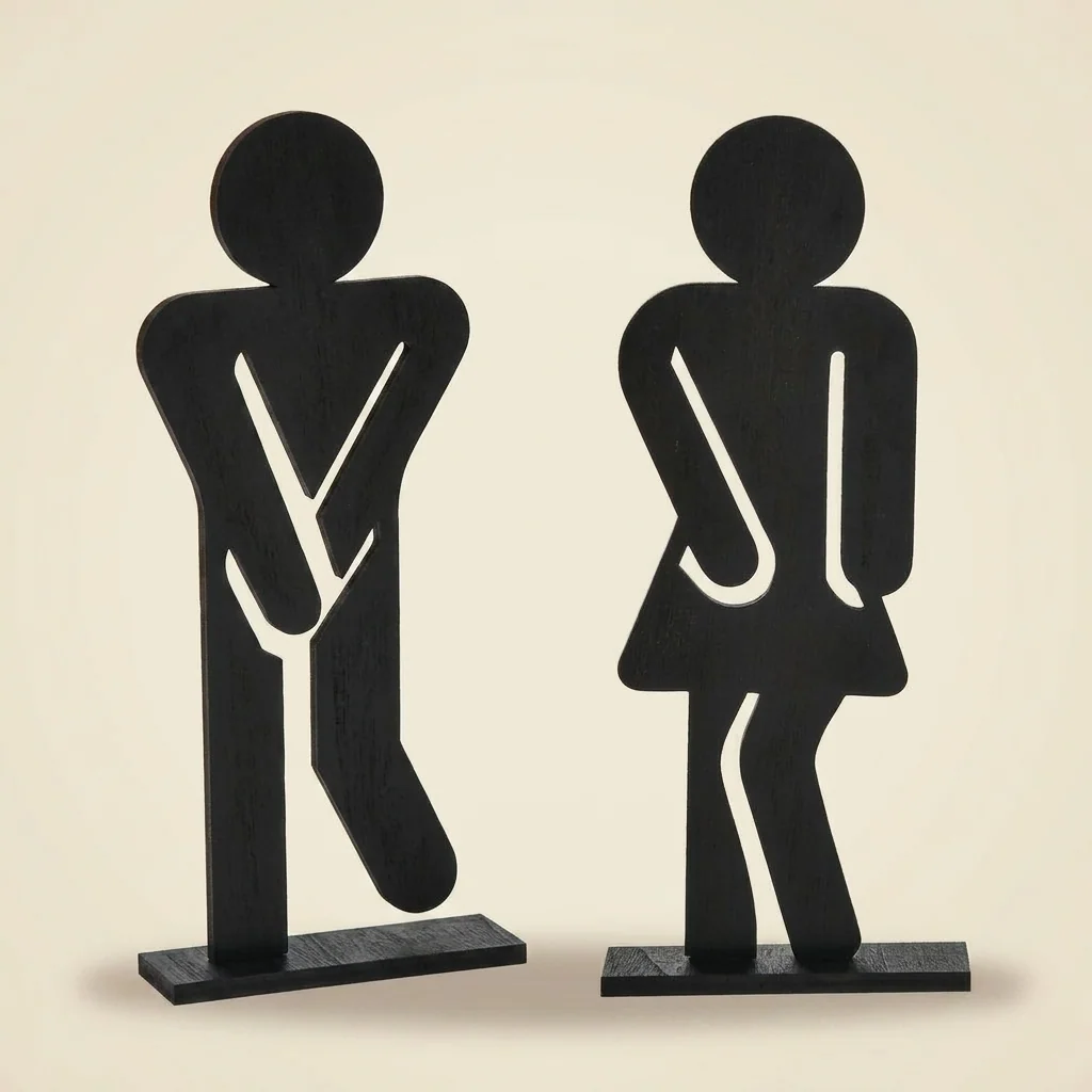 Letrero de baño con siluetas hombre y mujer