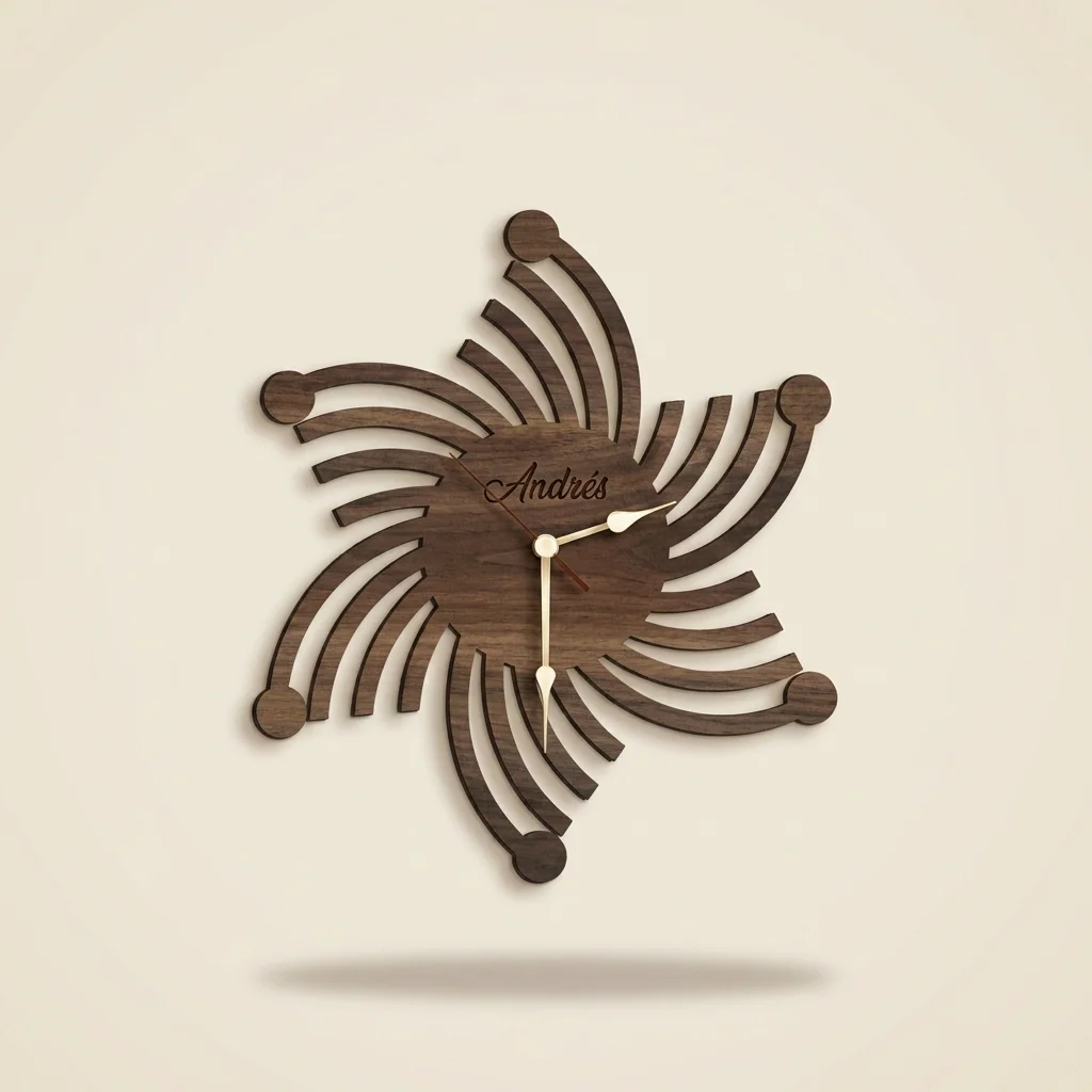 Reloj de pared espiral con nombre grabado
