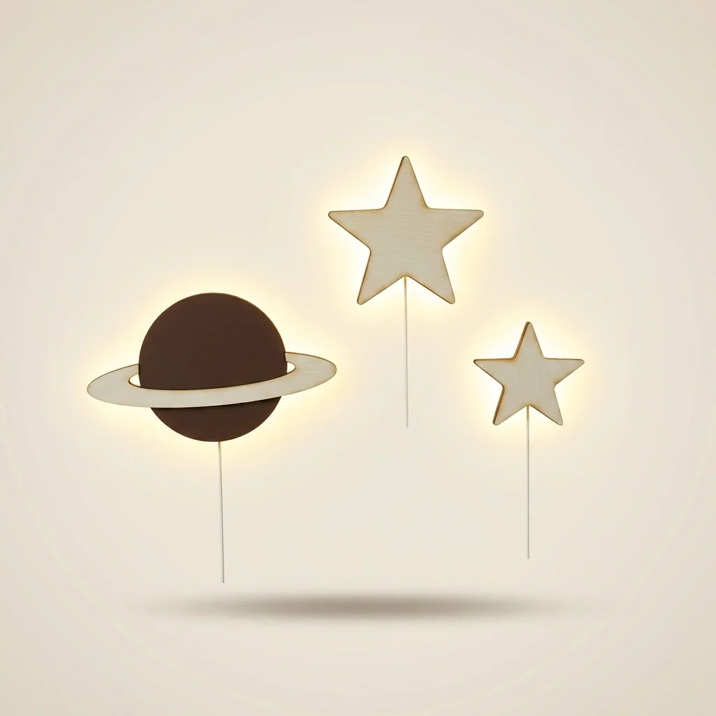 Lámparas infantiles Saturno y estrellas (set)